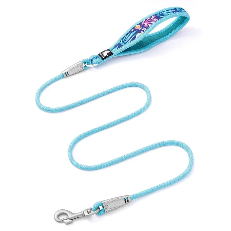 laisse corde nylon large poignée bleu atoll