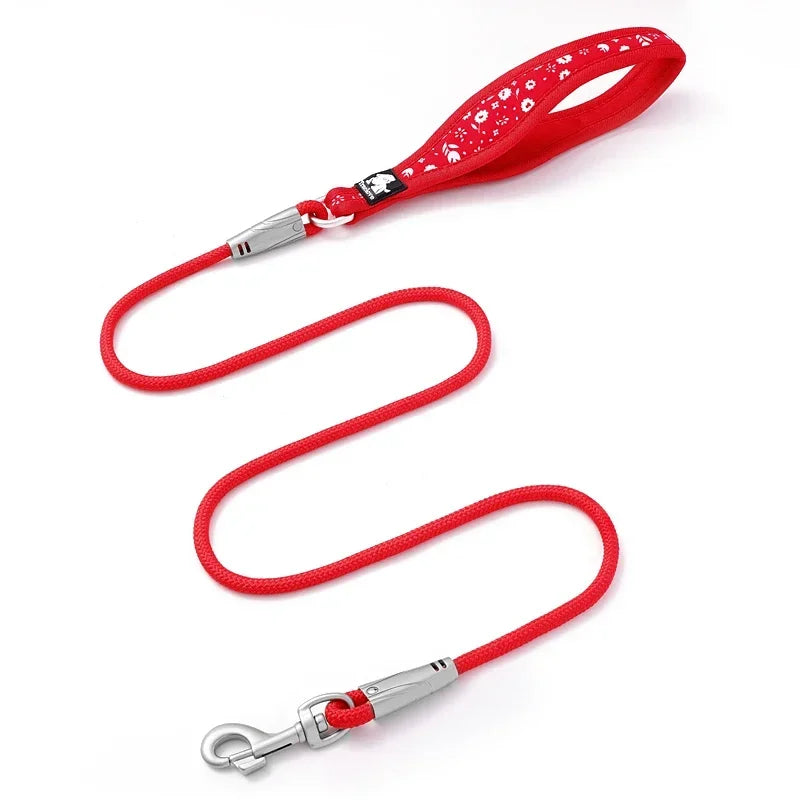 laisse corde nylon large poignée rouge tulipe