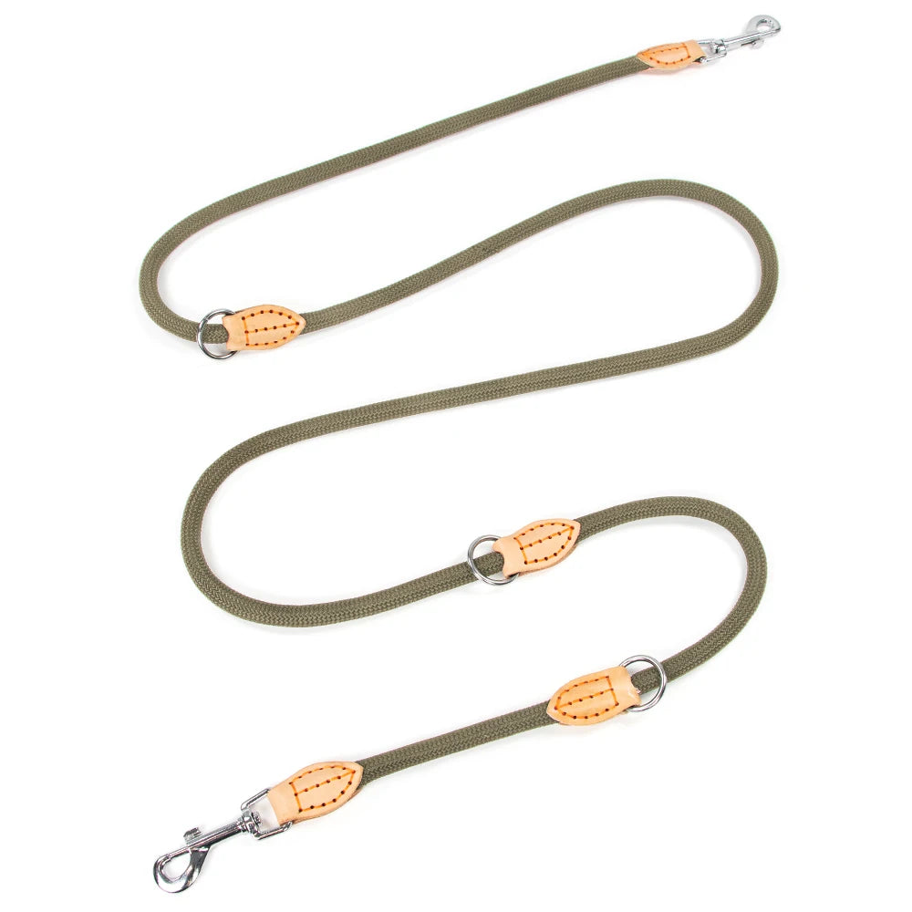laisse corde nylon mains libres vert