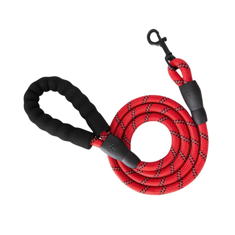 laisse corde poignee en mousse couleur rouge