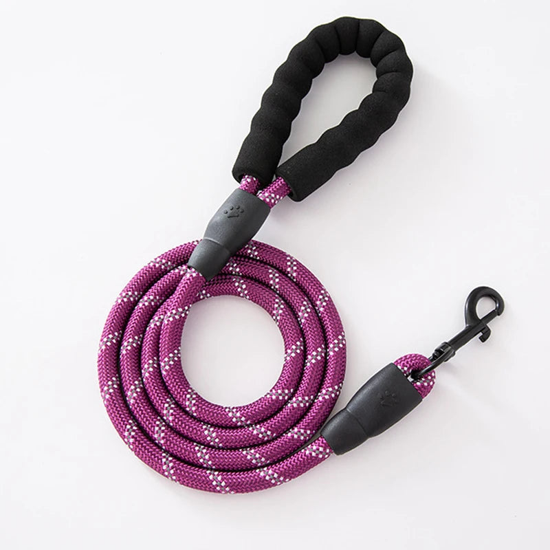 laisse corde poignee en mousse couleur violet