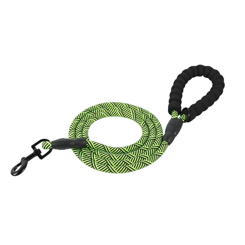 laisse corde poignee mousse nylon vert