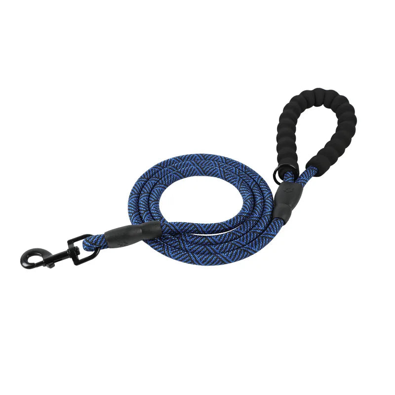 laisse corde poignee mousse nylon bleu