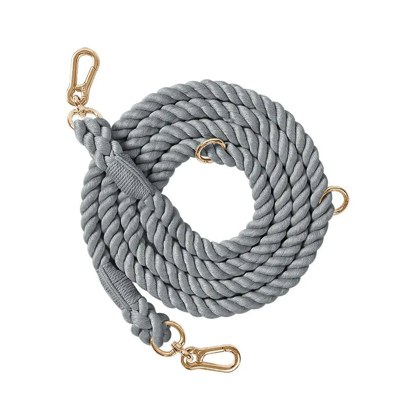 laisse corde tressee 2 attaches gris