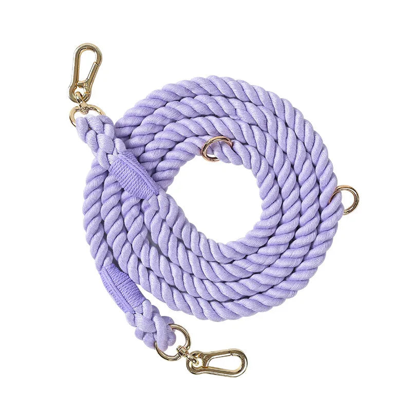 laisse corde tressee 2 attaches lila