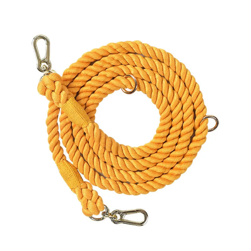 laisse corde tressee 2 attaches orange