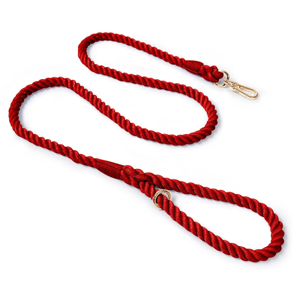 laisse corde tressee mousqueton bordeaux