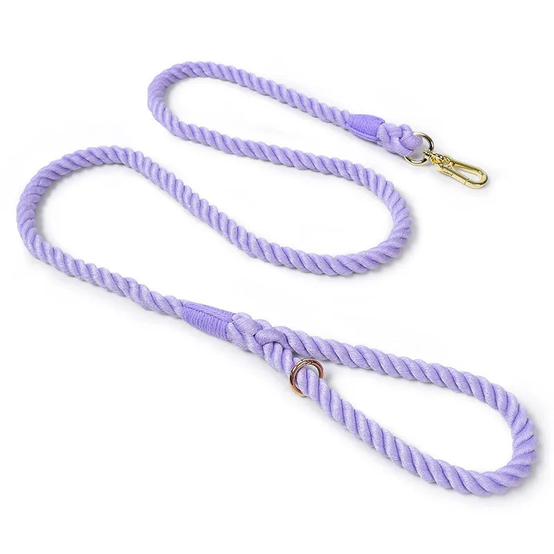 laisse corde tressee mousqueton lila