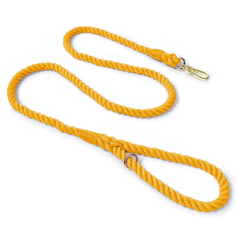 laisse corde tressee mousqueton orange