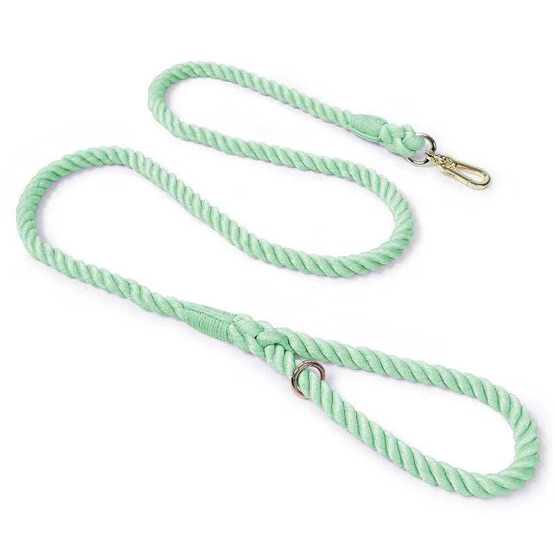 laisse corde tressee mousqueton vert clair