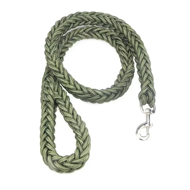 laisse corde tressee nylon 1,15m vert kaki
