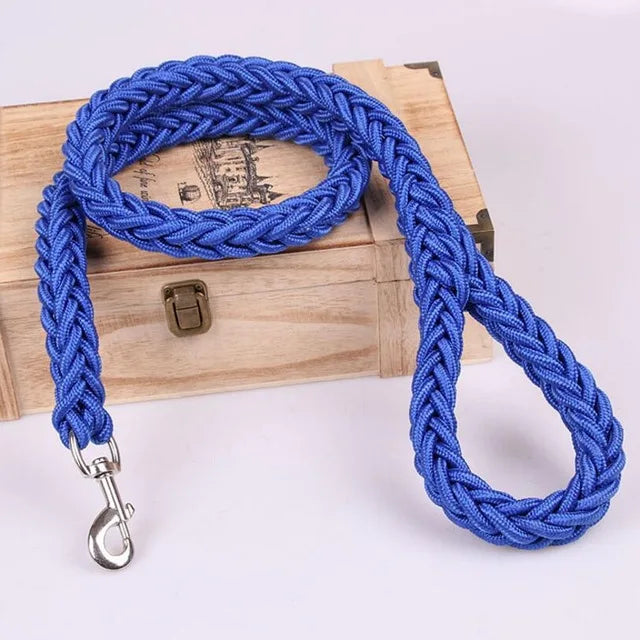 laisse corde tressee nylon bleu