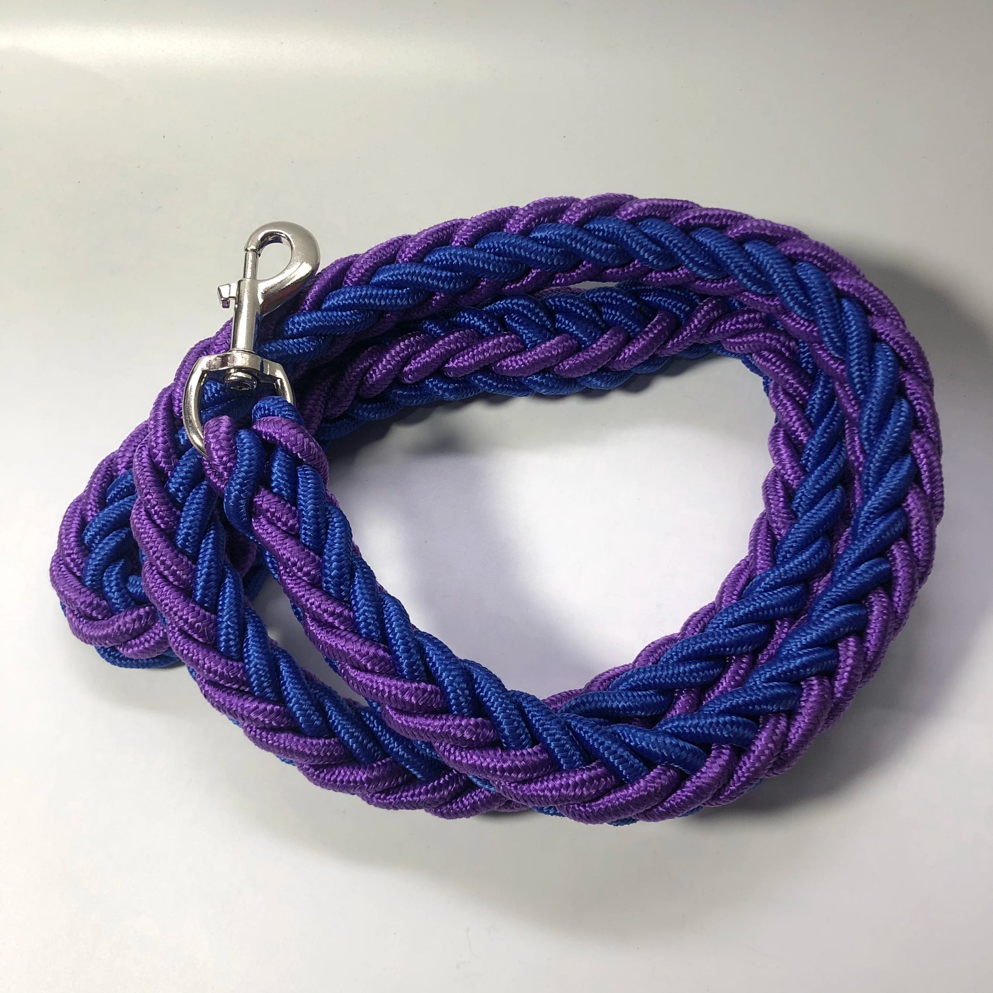 laisse corde tressee nylon bleu et violet