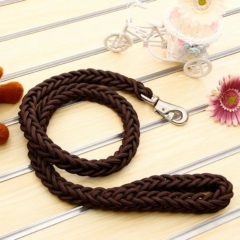 laisse corde tressee nylon café