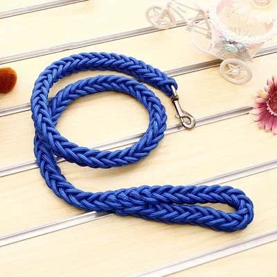 laisse corde tressee nylon couleur bleu