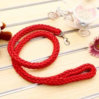 laisse corde tressee nylon couleur rouge