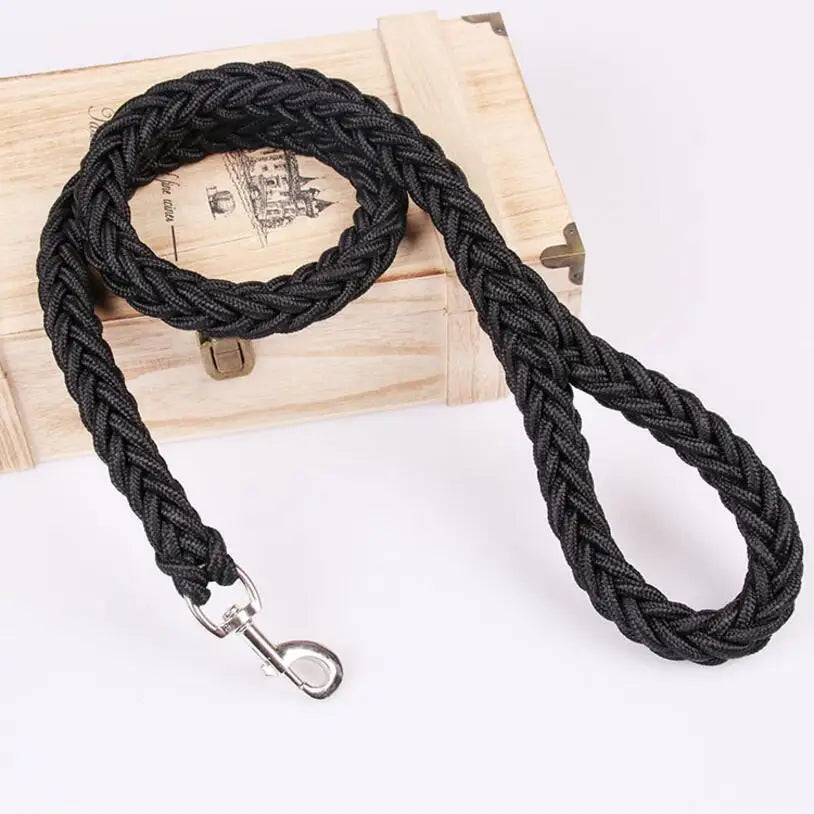 laisse corde tressee nylon noir