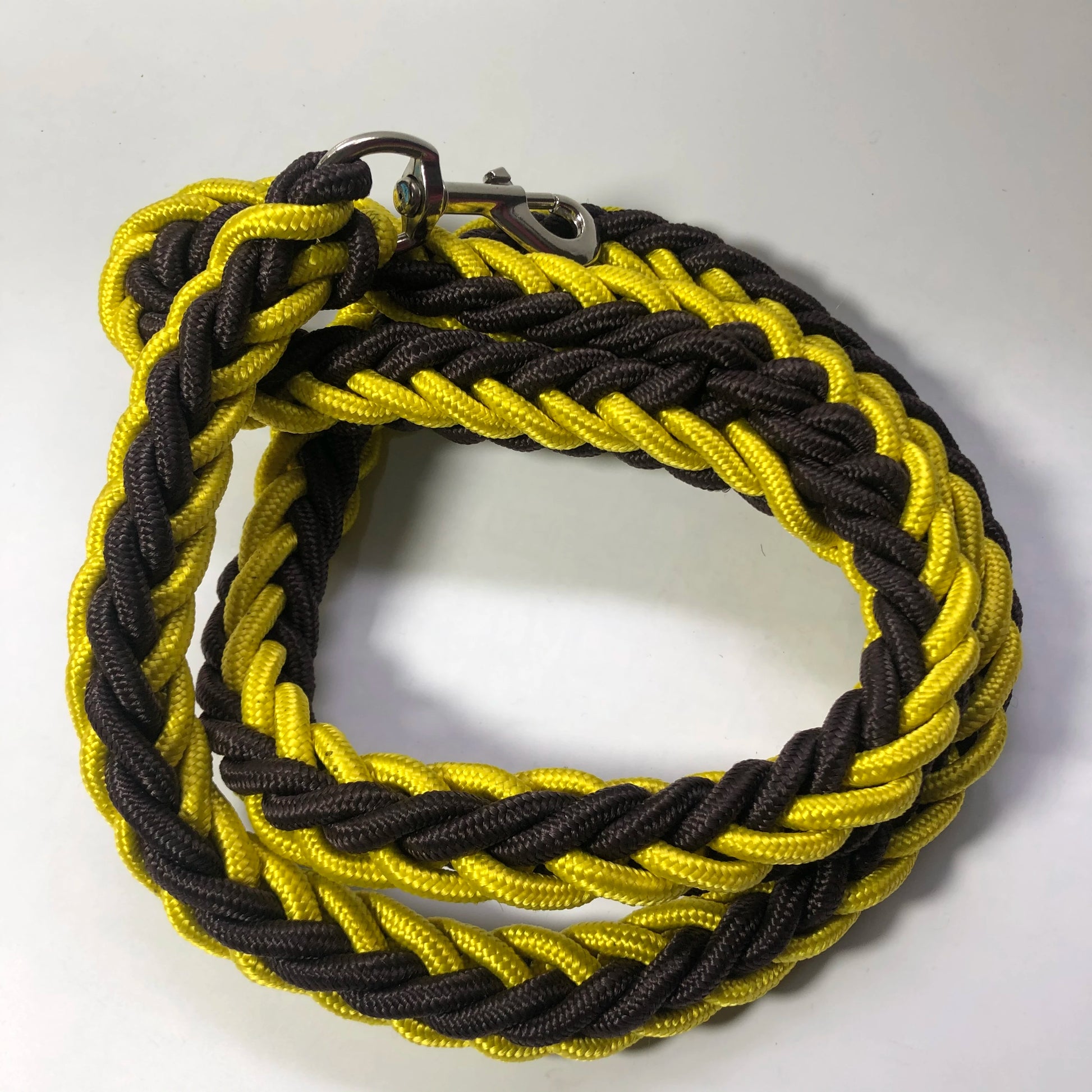 laisse corde tressee nylon noir et jaune