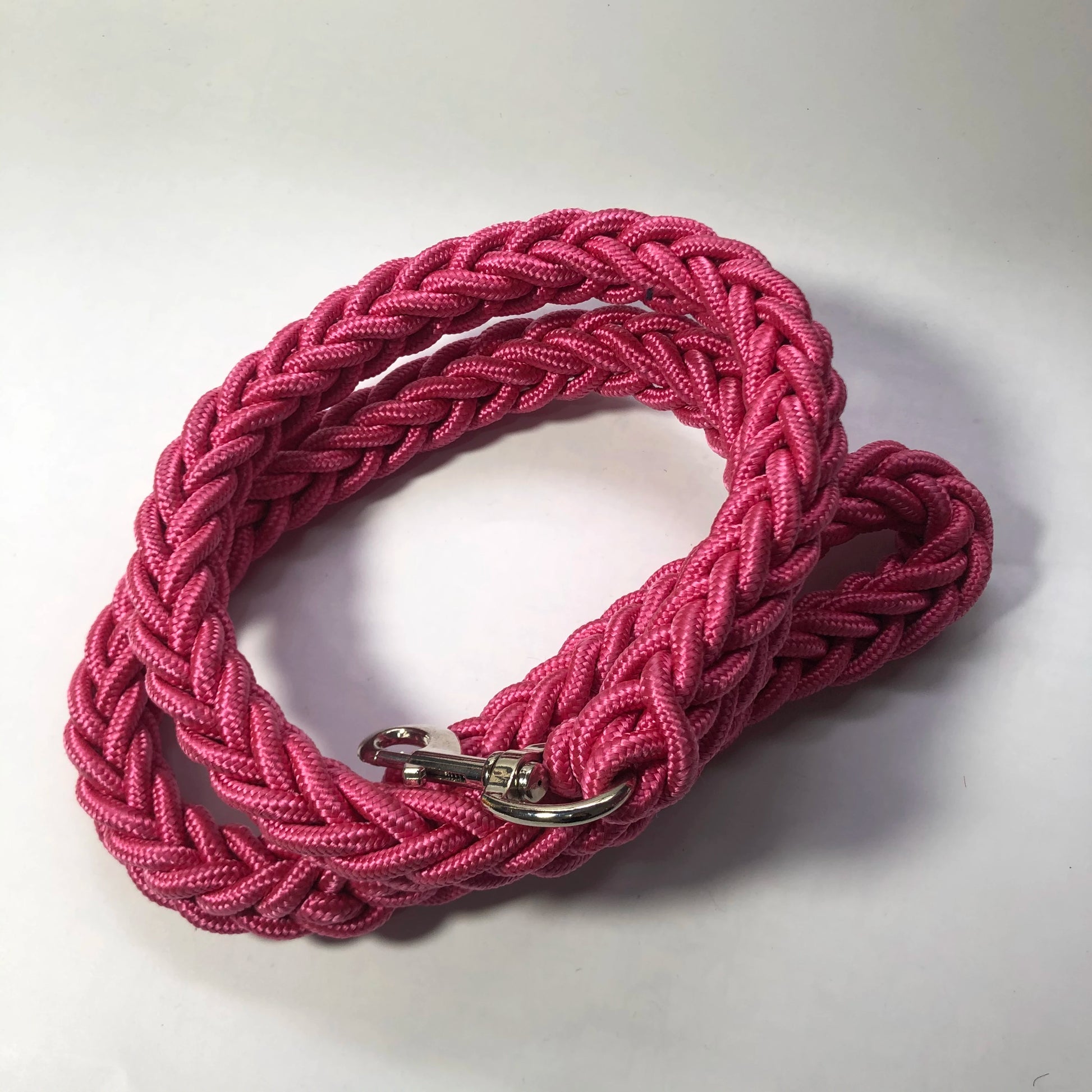 laisse corde tressee nylon rose 