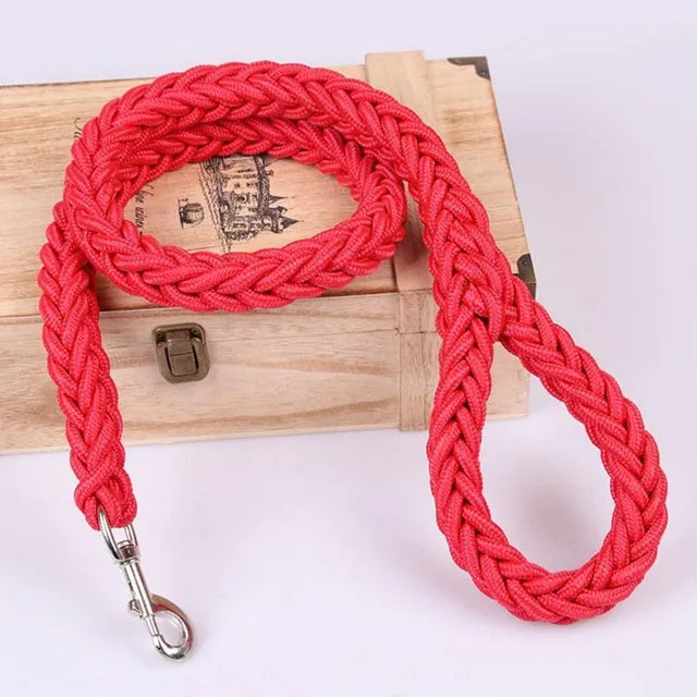 laisse corde tressee nylon rouge