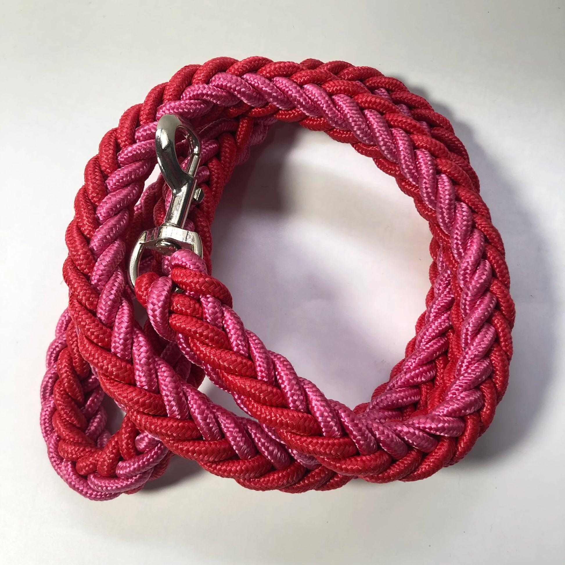 laisse corde tressee nylon rouge rose