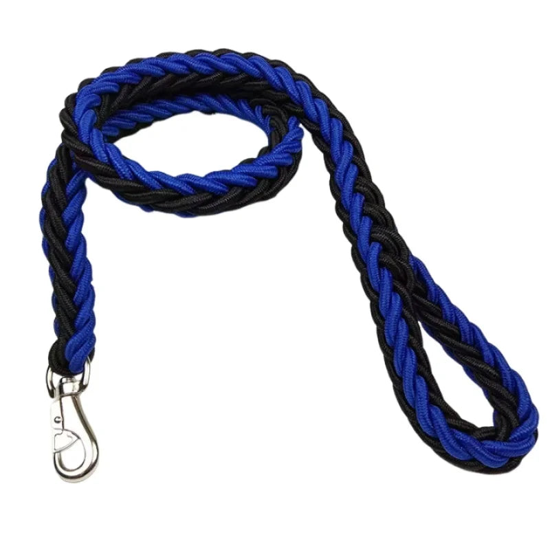 laisse corde tressee solide 1,15m noir et bleu