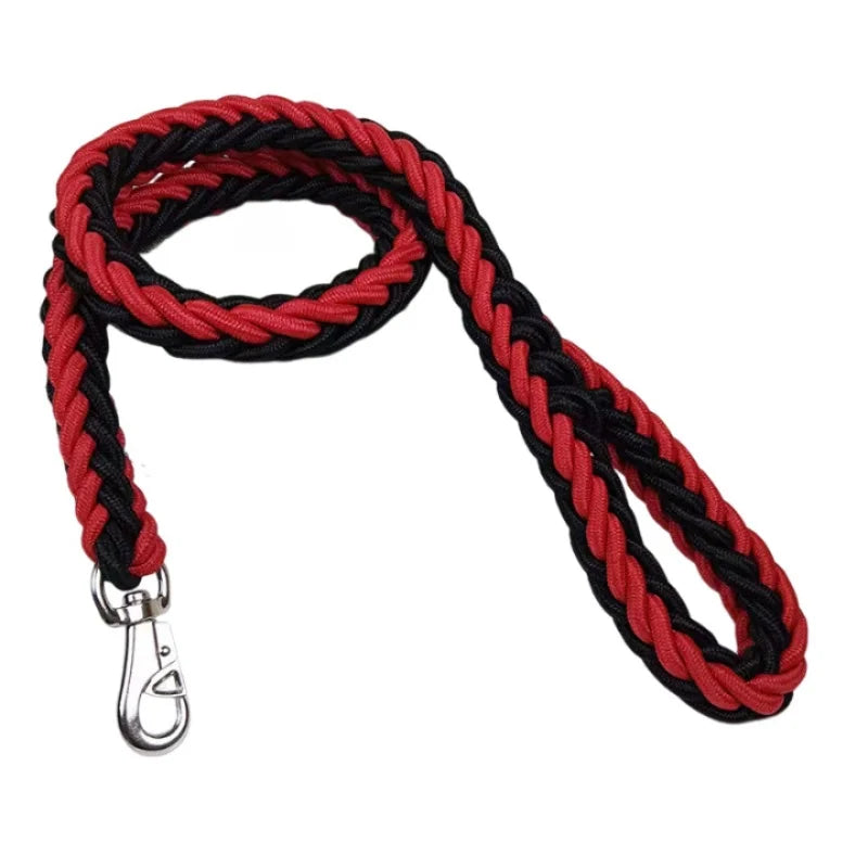 laisse corde tressee solide 1,15m rouge et noir