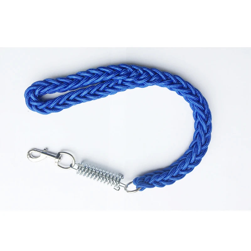 laisse courte corde tressee amortisseur bleu