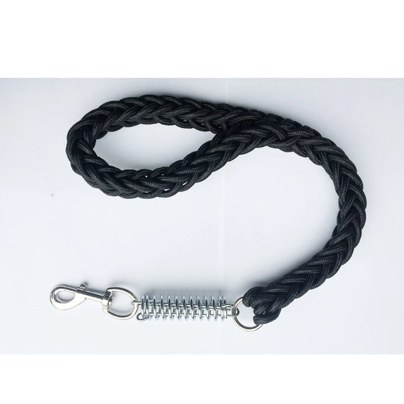 laisse courte corde tressee amortisseur noir