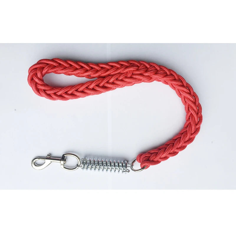 laisse courte corde tressee amortisseur rouge