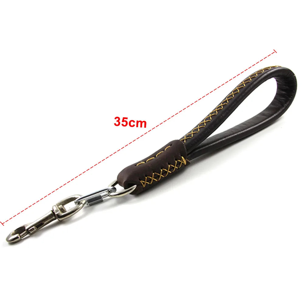 laisse courte en cuir 35cm