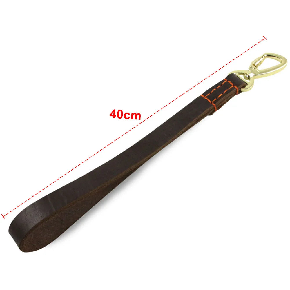 laisse courte en cuir 40cm