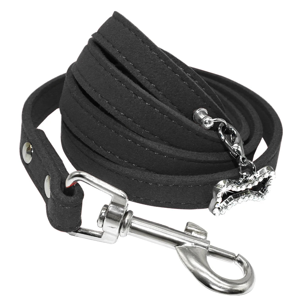 laisse cuir petit chien noir
