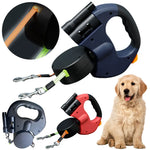 double laisse rotative enrouleur pour chien avec lumière et sac - Vignette | laisse pour chien. fr