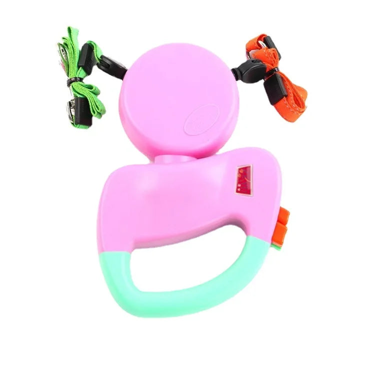 laisse double enrouleur anti enchevêtrement rose