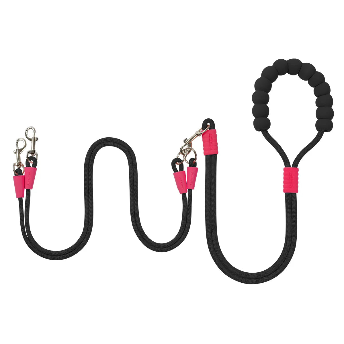 laisse double main libre poignee mousse noir