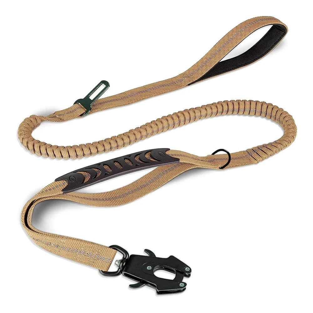 laisse elastique ceinture de securite attache solide beige