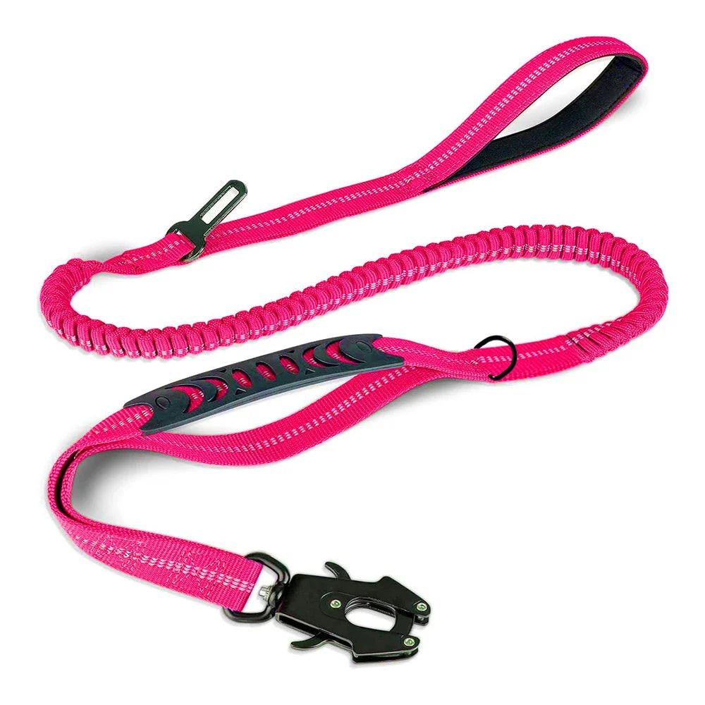 laisse elastique ceinture de securite attache solide rose