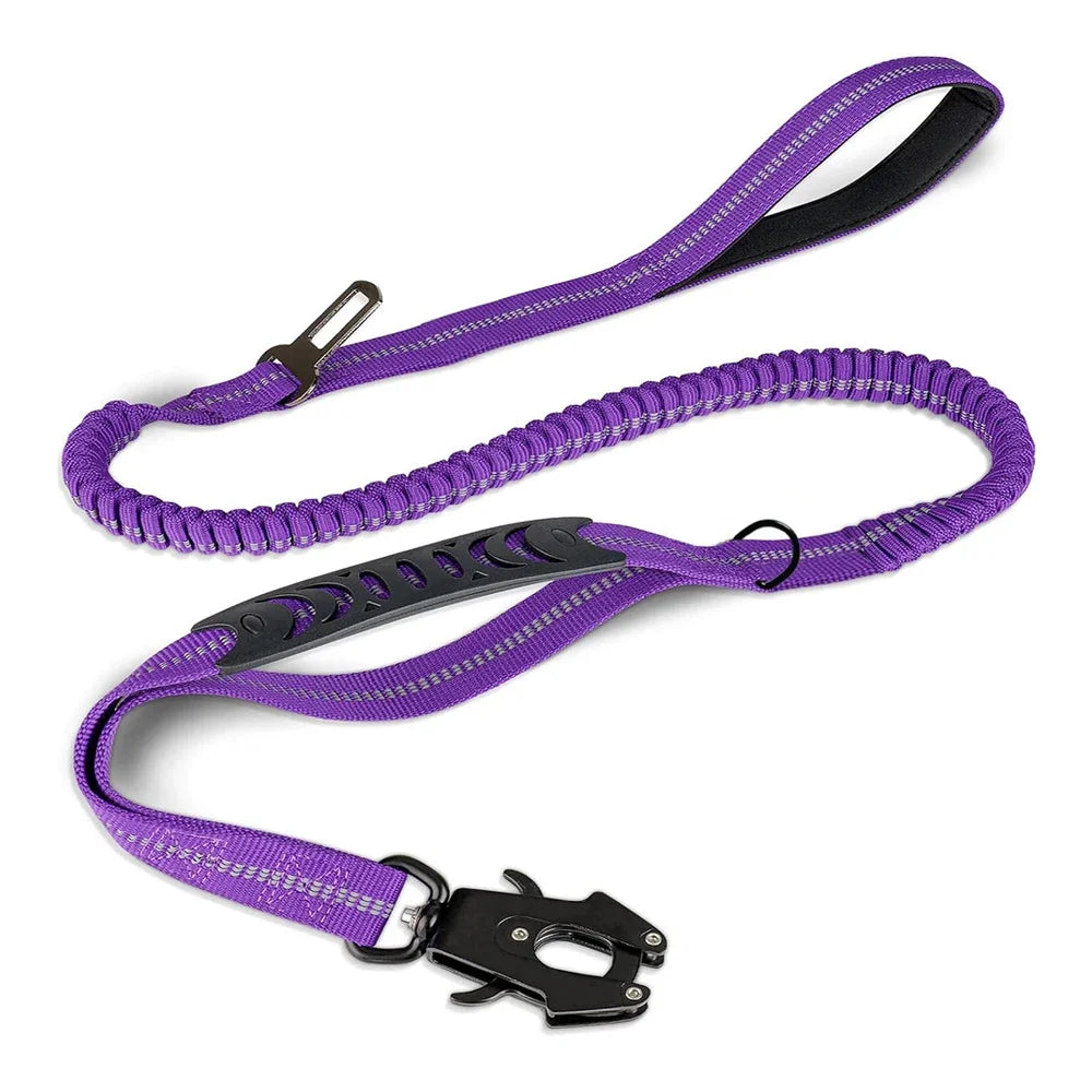 laisse elastique ceinture de securite attache solide violet