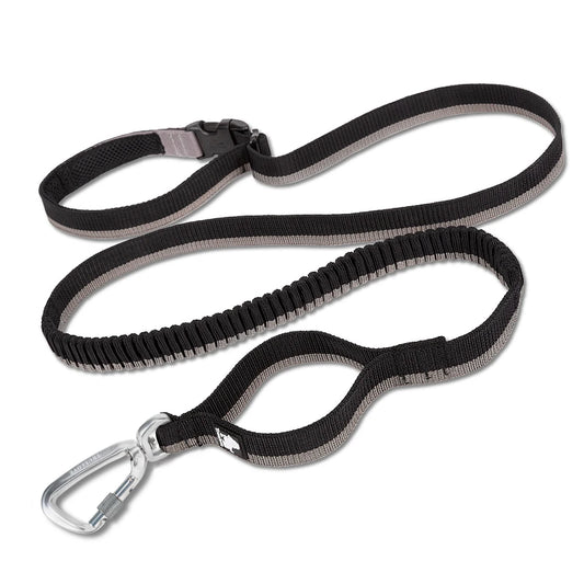 laisse elastique double poignee noir