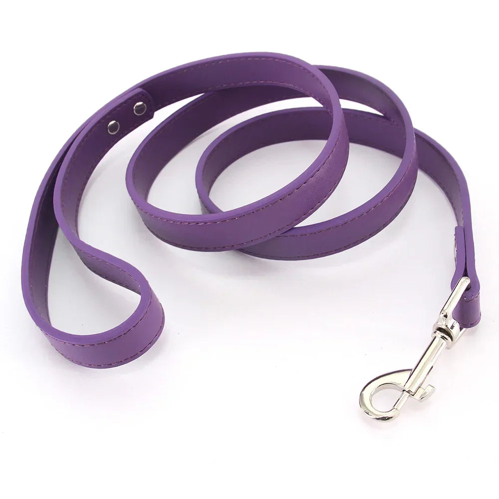laisse en cuir differentes tailles violet