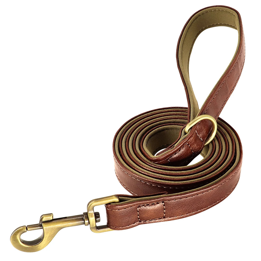 laisse en cuir elegant marron