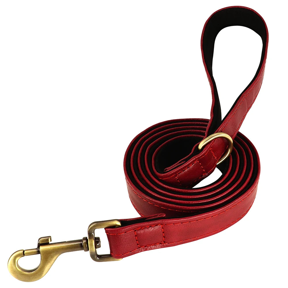 laisse en cuir elegant rouge