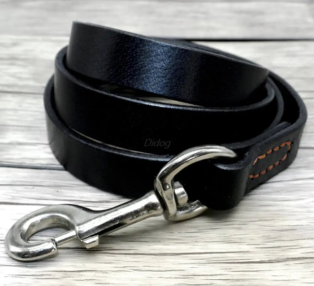 laisse en cuir noir