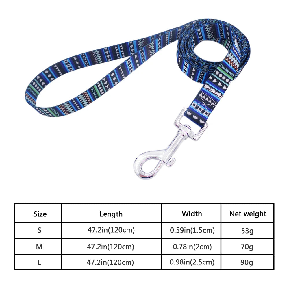 laisse en nylon a motif bleu