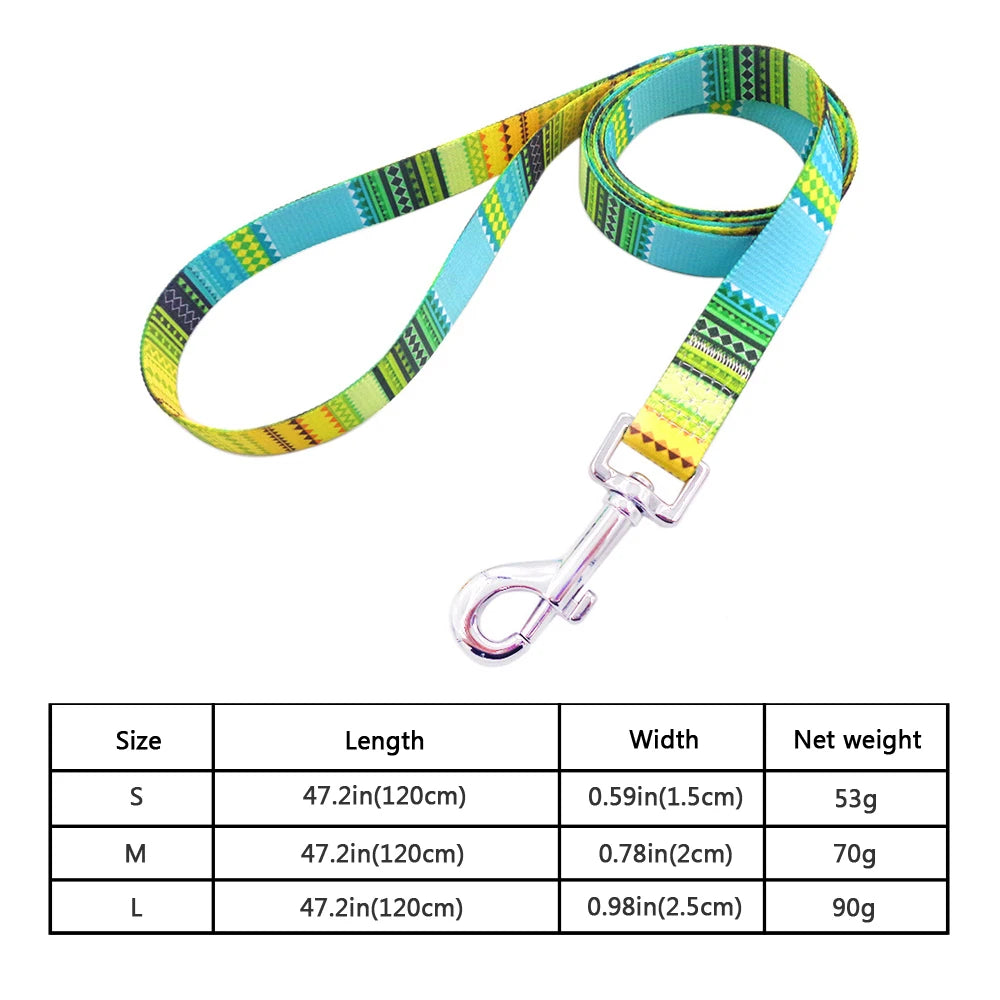 laisse en nylon a motif jaune vert