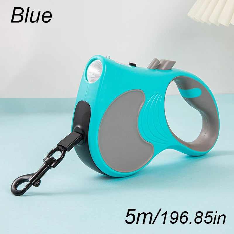 laisse enrouleur avec lampe bleu