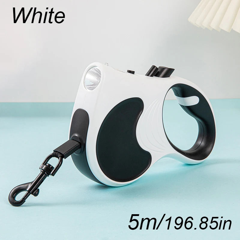 laisse enrouleur avec lampe noir et blanc
