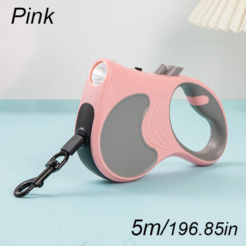 laisse enrouleur avec lampe rose