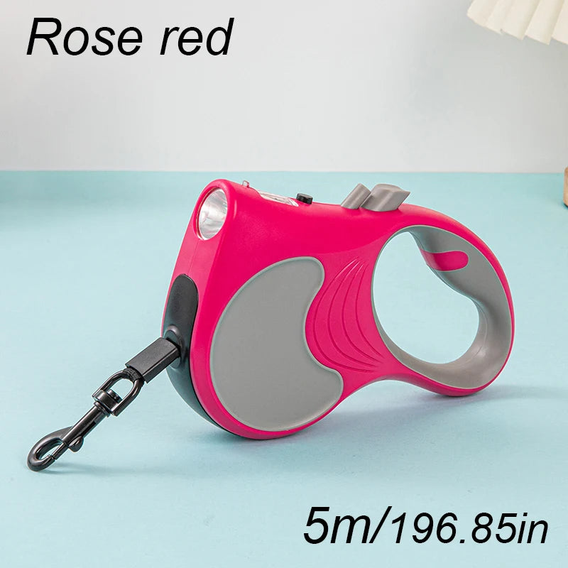 laisse enrouleur avec lampe rose rouge